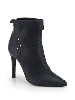 Jerome Dreyfuss Suzannete Embossed Leather Ankle Boots   Navy