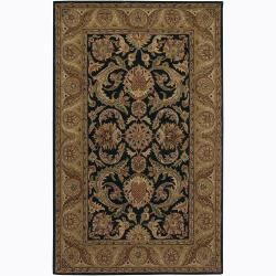 Hand tufted Mandara Brown/black Floral Wool Rug (5 X 76)