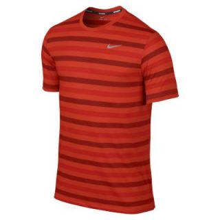 Nike Dri FIT Touch Tailwind Short Sleeve Striped Mens Running Shirt   Light Cri