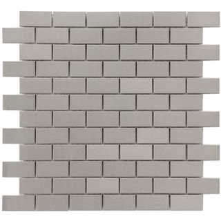 Somertile 11 7/8x11 7/8 in Chromium Subway Stainless 1x2 in Steel/porcelain Mosaic Tile (pack Of 10)