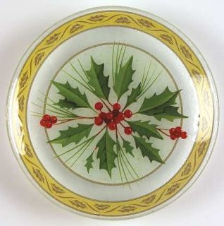 Gorham Festive Holly Glassware Dessert Plate, Fine China Dinnerware   Holly,Berr