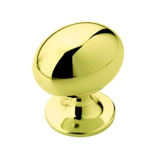 Amerock Oversized Oval Polished Brass Cabinet Knob (pack Of 5) (Die cast solid zinc alloyHardware finish Polished brassincludes installation screwsMeasures 1 3/8 inches wide x 1 inch deep with 1 3/8 inch projectionModel number BP5301826)