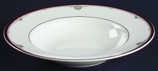 Royal Doulton Cambridge Rim Soup Bowl, Fine China Dinnerware   Red Band, Gray Sc