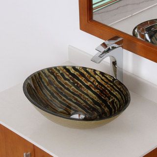 Elite 7016 Modern Oval Design Tempered Glass Bathroom Vessel Sink (Multicolor Interior/Exterior Both Faucet settings Vessel Style FaucetType Bathroom Vessel Sink Material High Grade Tempered GlassHole size requirements 1.75 inch standard drain openin