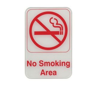 Update International No Smoking Area Sign   6x9 Red on White