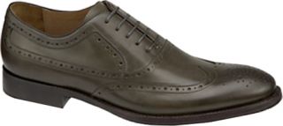 Mens Johnston & Murphy Tyndall Wing Tip   Olive Italian Calfskin Lace Up Shoes