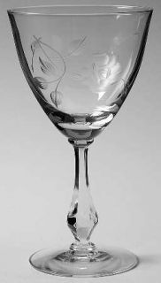 Tiffin Franciscan Morning Rose Water Goblet   Stem#17684, Cut Rose