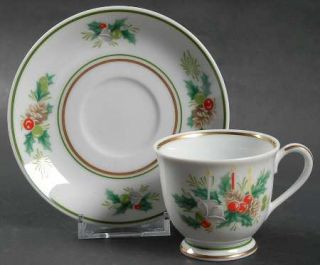 Noritake Holly Footed Demitasse Cup & Saucer Set, Fine China Dinnerware   Green