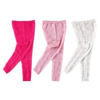 Luvable Friends Infant Girls 3 Pack Footless Lace Tights   Pink/White 2T 4T