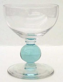 Bryce Contour Cerulean (Blue) Champagne/Tall Sherbet   Stem 869, Clear Bowl, Cer