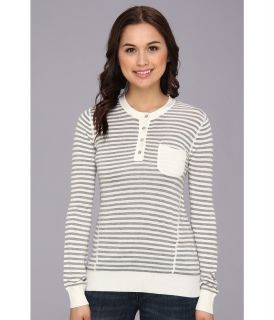 LAmade Stripe L/S Henley w/ Contrast Pocket Womens Sweater (Gray)