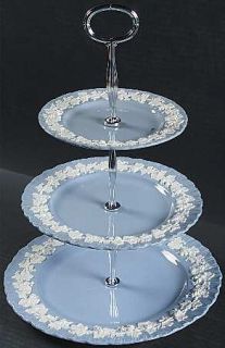 Wedgwood Cream Color On Lavender (Shell Edge) 3 Tiered Serving Tray (DP, SP, BB)