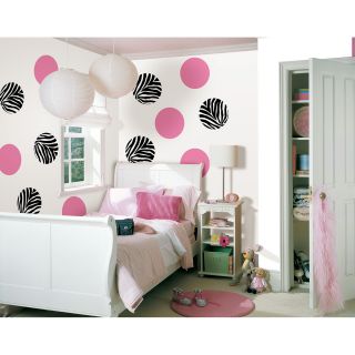 Wall Pops Go Wild Zebra And Flirt Pink Dots Wall Decal Set (MultiShape CircularDimensions (each) 13 inches high x 13 inches wideBoy/Girl/Neutral GirlTheme Animal printMaterials VinylCare instructions Wipe with a damp clothIncludes Eight (8) zebra d