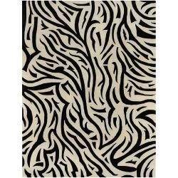 Hand tufted Mandara Ivory Animal New Zealand Wool Rug (79 X 106)