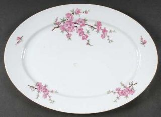 Jaeger Apple Blossom 14 Oval Serving Platter, Fine China Dinnerware   Pink Appl