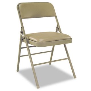 Cosco Deluxe Vinyl Padded Seat and Back Folding Chairs, Taupe, Four/Carton SM