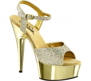 Womens Pleaser Delight 609G   Gold Glitter/Gold Matte High Heels