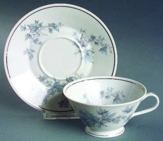 Porcelain de Limoges Delise Footed Cup & Saucer Set, Fine China Dinnerware   Blu