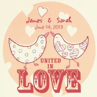 Love Birds Wedding Record Crewel Embroidery Kit 10x10 Stitched In Cotton And Wool