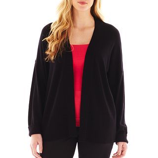 Liz Claiborne Drop Shoulder Cardigan Sweater   Plus, Black, Womens