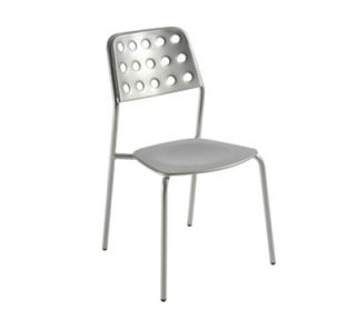 EmuAmericas Stacking Side Chair w/ Design Pattern Back & Steel Seat, Black