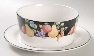 Sango Fanciful Fruit Gravy Boat with Attached Underplate, Fine China Dinnerware