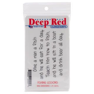 Deep Red Cling Stamp 3 X2  Fishing Lesson