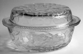 Libbey   Rock Sharpe Orchard Fruit Clear 3 Quart Round Covered Casserole   Clear