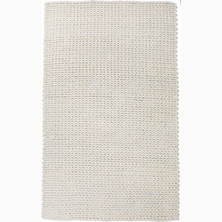 Hand made Ivory/ White Wool Ultra Plush Rug (2x3)