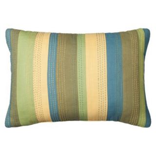 Threshold Embroidered Oblong Striped Toss Pillow   Green (14x20)