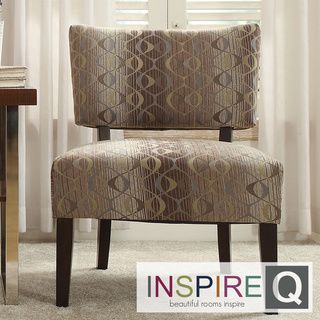 Inspire Q Kayla Fun Oval Fabric Espresso Finish Accent Chair