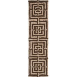 Handmade Chatham Basketweave Brown New Zealand Wool Rug (23 X 9)