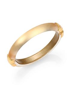 Alexis Bittar Capped Thin Lucite Bangle Bracelet/Gold   Gold