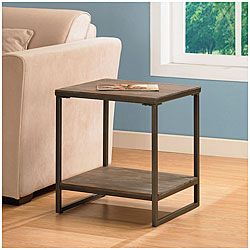 Elements Grey End Table With Shelf