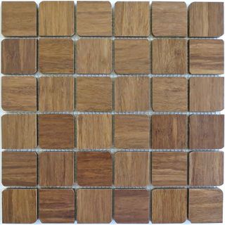 Harvest Bamboo French Roast Mosaics Petal Wooden Tiles (1 7/8 inch x 1 7/8 inch bamboo wood tiles; 6 rows of 6 tiles totaling one (1) square foot of mesh mounted wooden tile per sheetQuantity Eleven (11) sheets per box, thirty six (36) tiles per sheetBra