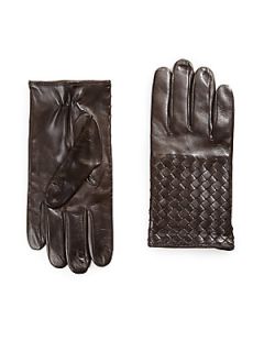 Bottega Veneta Leather Gloves   Brown