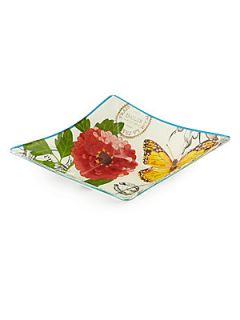 French Butterfly Square Glass Bowl   No Color