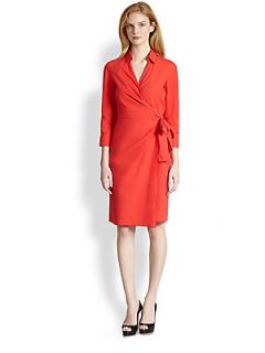 PAULE KA Popeline Papier Wrap Dress   Coquelicot