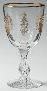 Tiffin Franciscan Palais Versailles Water Goblet   Stem #17594, Cut    Gold Encr