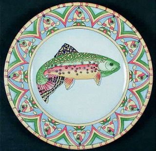 Siddhia Hutchinson Splash Dinner Plate, Fine China Dinnerware   Colors Vary,Fish