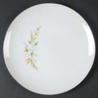 Sango Chapel Rose Salad Plate, Fine China Dinnerware   Pink & Blue Floral, Coupe