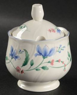 Nikko Floriana Sugar Bowl & Lid, Fine China Dinnerware   Blossomtime,Blue Flower