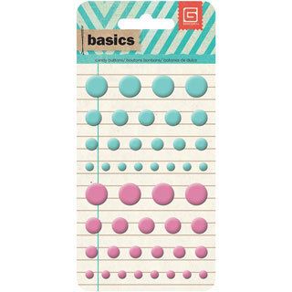 Basics Candy Buttons Epoxy Stickers  Aqua and Pink