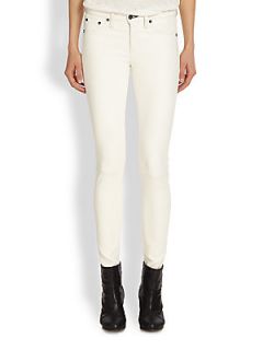 rag & bone/JEAN Skinny Leather Jeans   White Lthr