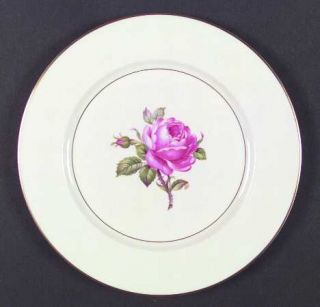 Ancestral   Am Hostess Manor Rose Gold Trim Dinner Plate, Fine China Dinnerware