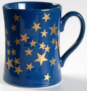 Fitz & Floyd Etoile Mug, Fine China Dinnerware   Gold Metallic Stars On Blue,Sp&