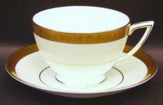 Minton Westminster Footed Cup & Saucer Set, Fine China Dinnerware   Gold Encrust