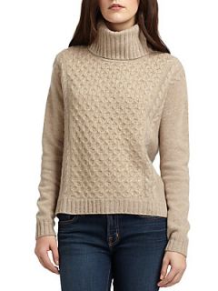 Cashmere Honeycomb Turtleneck Sweater