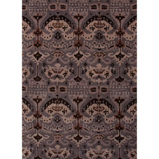 Hand tufted Transitional Arts/ Crafts Gray/ Black Rug (8 X 11)