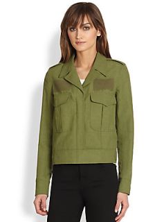 Smythe Spring Watch Stretch Cotton & Linen Army Jacket   Surplus Green